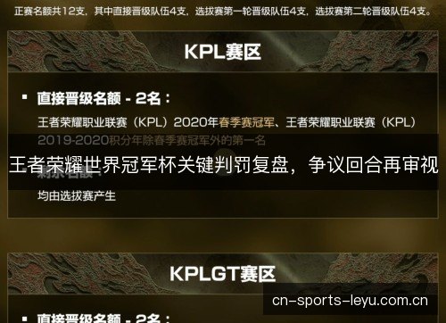 王者荣耀世界冠军杯关键判罚复盘，争议回合再审视